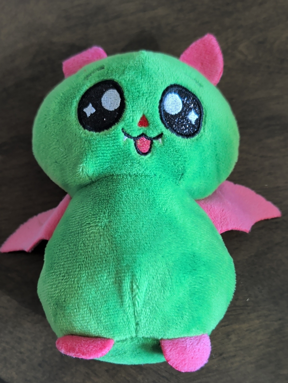 Green Bat Plush Big Eyes With Pink Wings 9” Stuffed Animal Toy Nanco